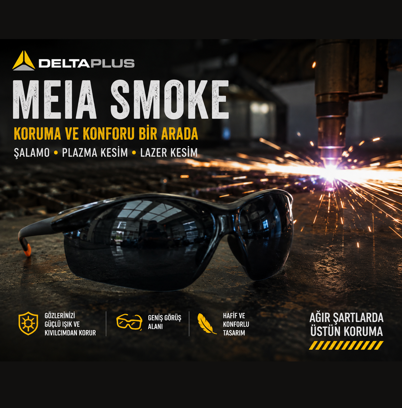 Delta Plus Meia Smoke Füme Koruyucu İş Gözlüğü (10 Adet)