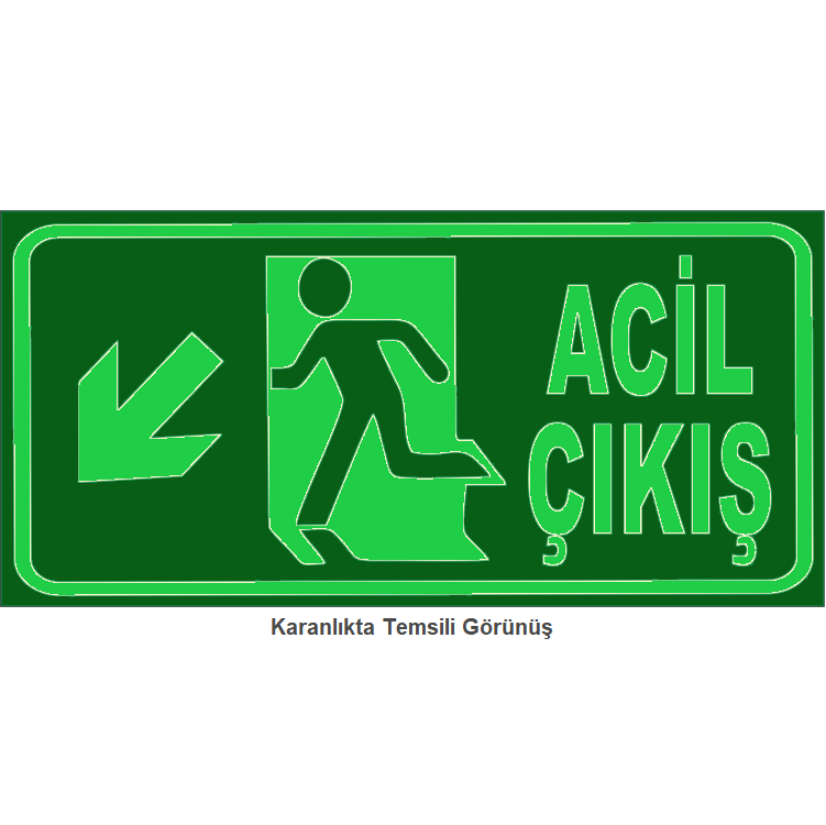 Acil Çıkış Sol Aşağı Fotolümen (14*29 cm)