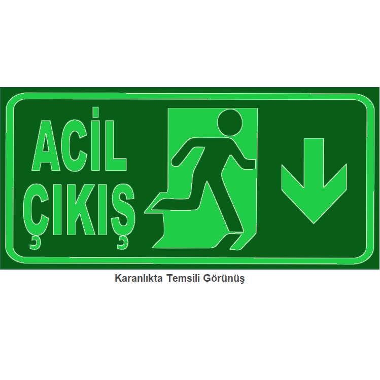 Acil Çıkış Aşağı Fotolümen (14*29 cm)
