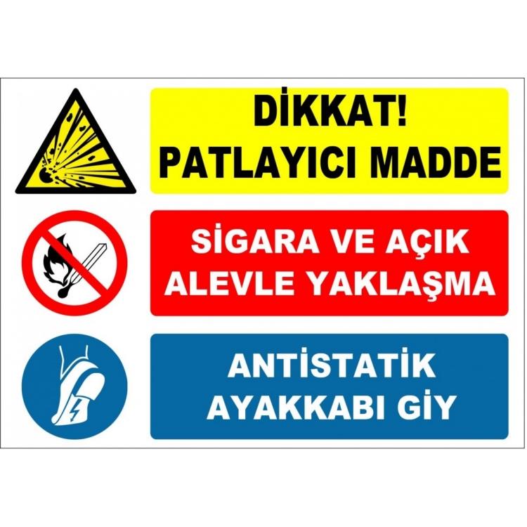 Dikkat Patlayıcı Madde Sigara Ve Açık Alevle Yaklaşma Antistatik Ayakkabı Giy
